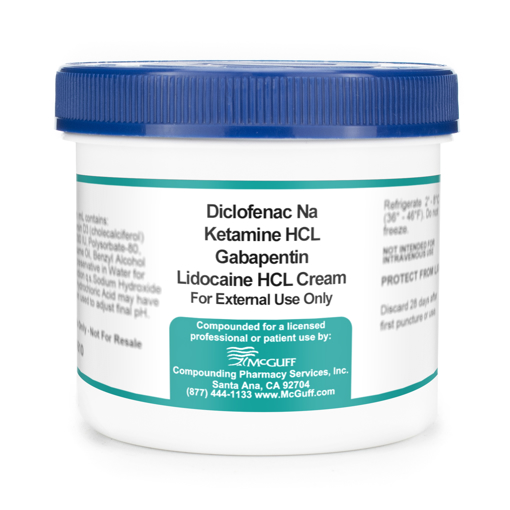 Diclofenac Na 5%, Ketamine HCL 5%, Gabapentin 10%, Lidocaine HCL 5% 60 gm Cream